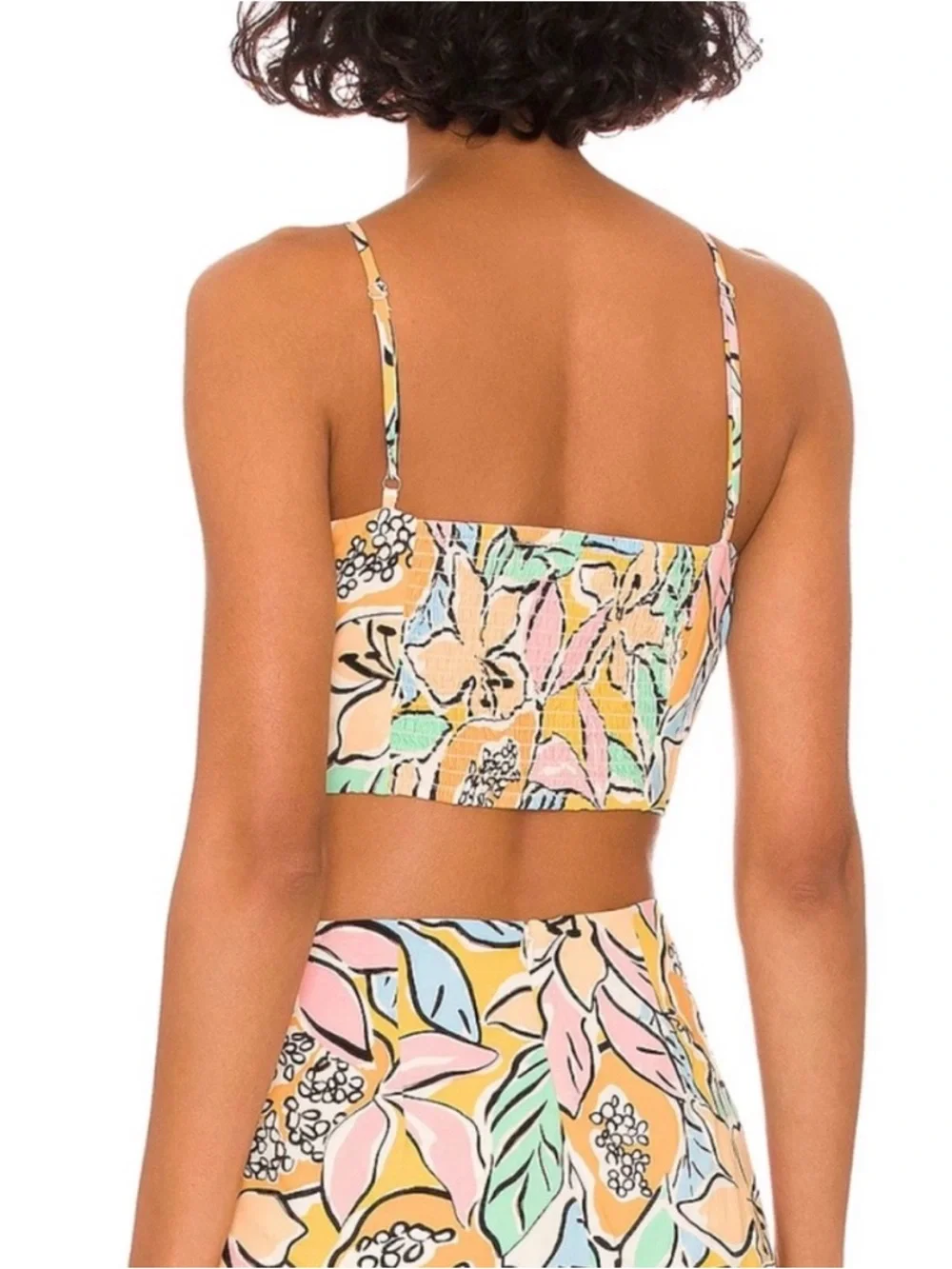 ASTR The label Covina in tropical papaya One-shoulder crop pastel yellow size M - Picture 2 of 14